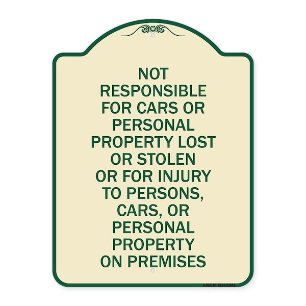 Not Responsible for Cars or Personal Property Lost or Stolen or for Injury to Persons, TG-1824-23546